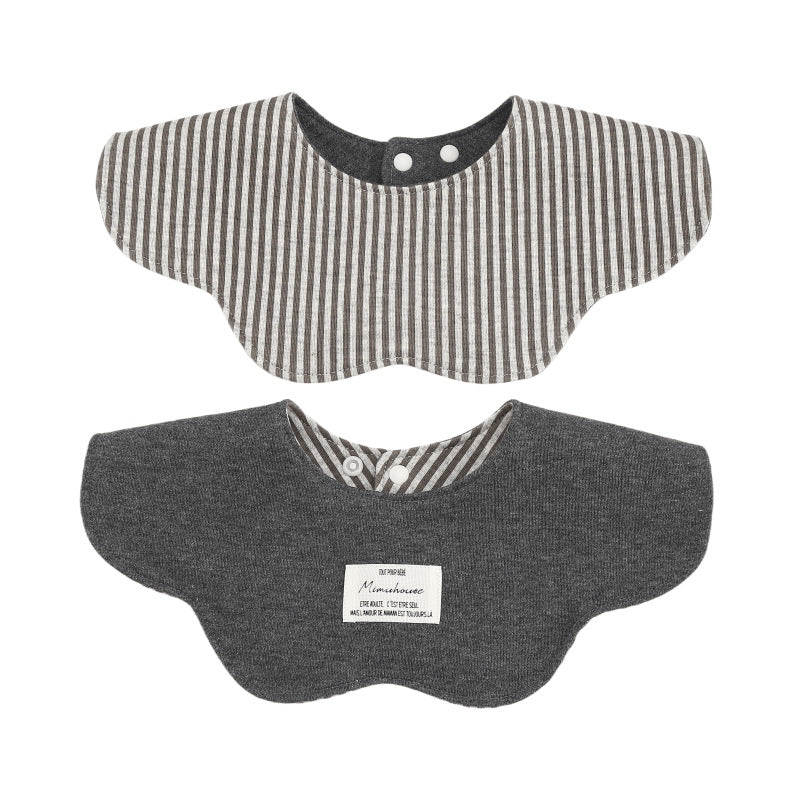 Black Petal Style Drool Bibs - 100% Cotton Teething Bib with Snap Closure