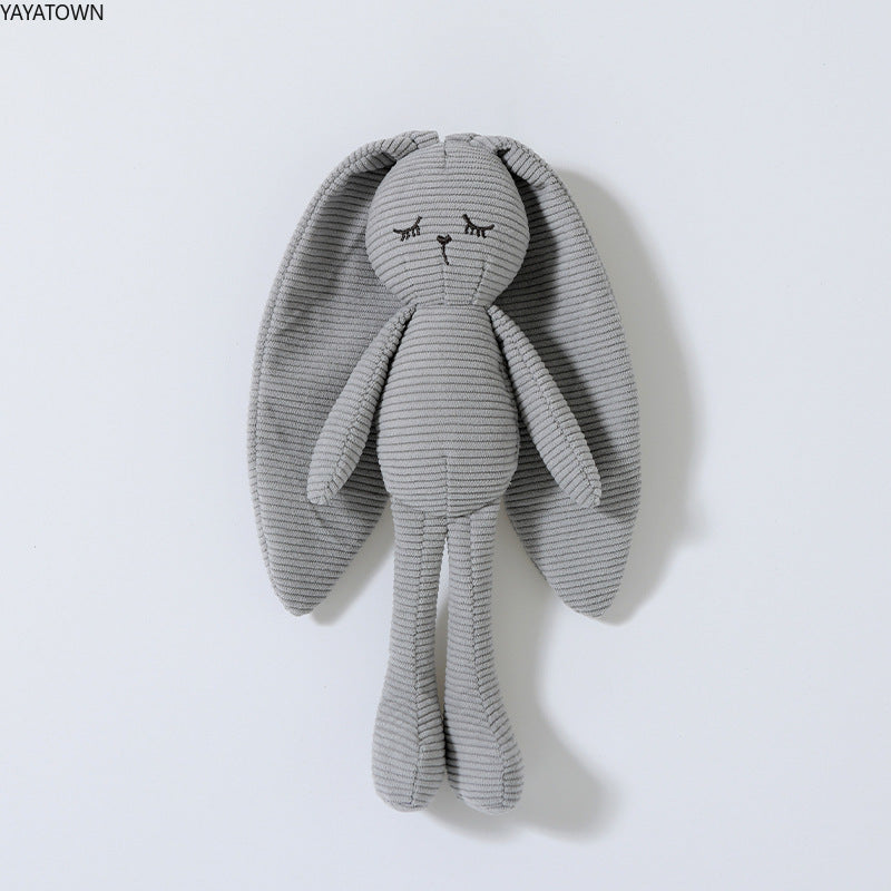 Soft Corduroy Baby Security Blanket Toy - Long Ear Bunny Lovey for Newborn