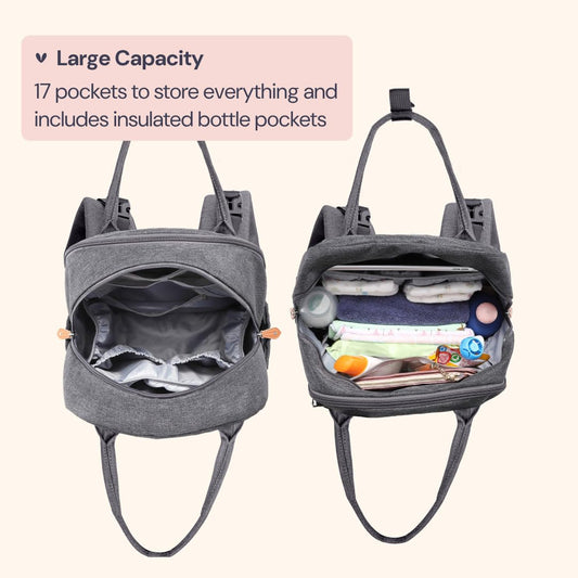 Diaper Bag Backpack - Multi Function Water Resistant Diaper Bag with Changing Pad, Stroller Straps & Pacifier Case ,Travel Essentials