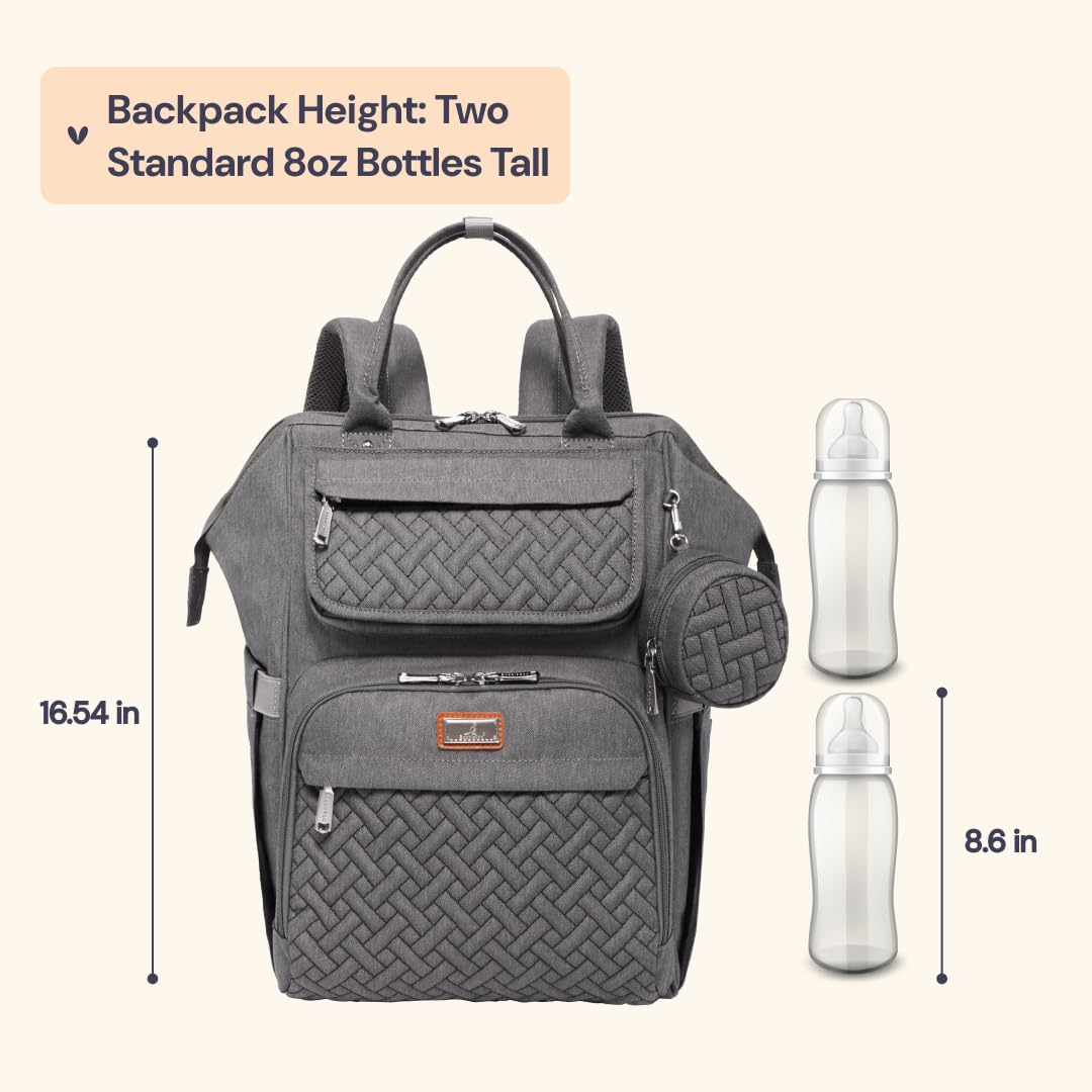 Multifunction Diaper Bag Backpack with Changing Pad & Stroller Straps & Pacifier Case