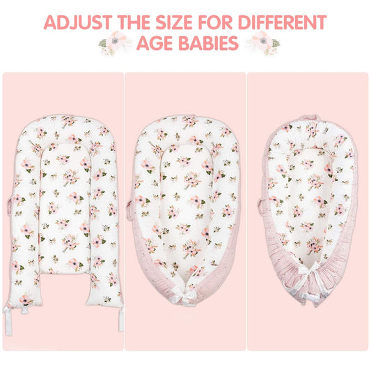 Baby Lounger Cover Portable Newborn Lounger Seat Cover, Reversible Infant Nest, Durable and Machine Washable, Adjustable Lounger for Babies