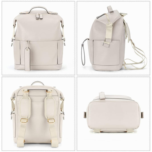 Diaper Bag Backpack, Waterproof Leather Diaper Bags With Changing Station for Baby, Fashion Nappy Travel Backpack for Mom Dad