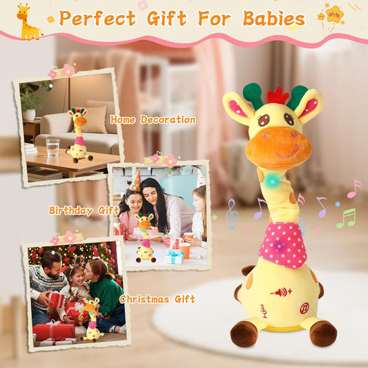 Dancing Giraffe Plush Toy for Toddlers with Music, Voice Repeat & Light-Up Feature – Interactive Baby Gift