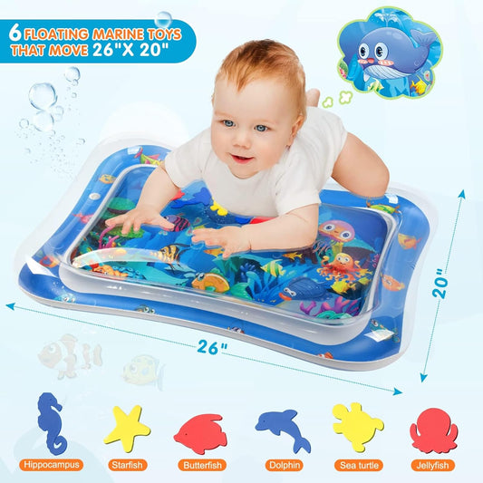 Premium Inflatable Baby Water Play Mat, Tummy Time Sensory Activity Toy for Infants and Toddlers 3-24 Months