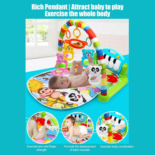 Baby Kick Play Mat, Detachable Tummy Time Mats with Music and Soft Lights for Newborn Infants Boys Girls Crawling Playing
