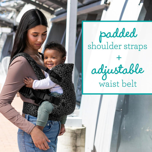4-in-1 Convertible Baby Carrier - Ergonomic Infant to Toddler Carrier (7-45 lbs) Adjustable & Registry Essential,Black & Grey Leopard