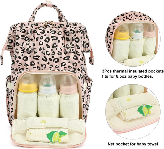Corduroy Diaper Bag Backpack for Baby Girls Boys, Women Large Nappy Bags for Mom