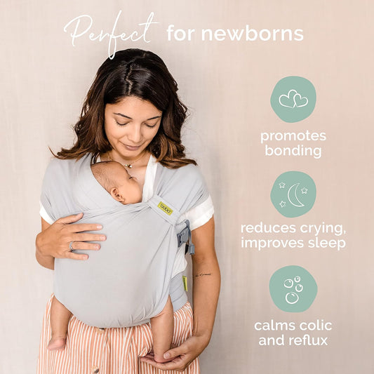 Pre-Wrapped Baby Carrier with Buckles - Easy On/Off Infant Sling for 0-18 Months, Soft & Stretchy