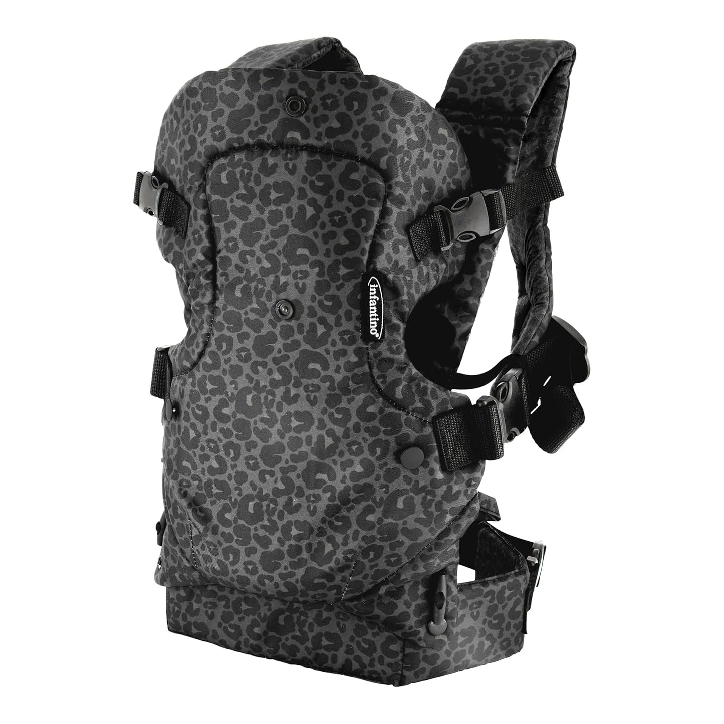 4-in-1 Convertible Baby Carrier - Ergonomic Infant to Toddler Carrier (7-45 lbs) Adjustable & Registry Essential,Black & Grey Leopard