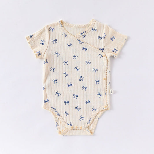 100% Cotton Baby Bodysuit - Side Snap Newborn Romper with Belly Protection