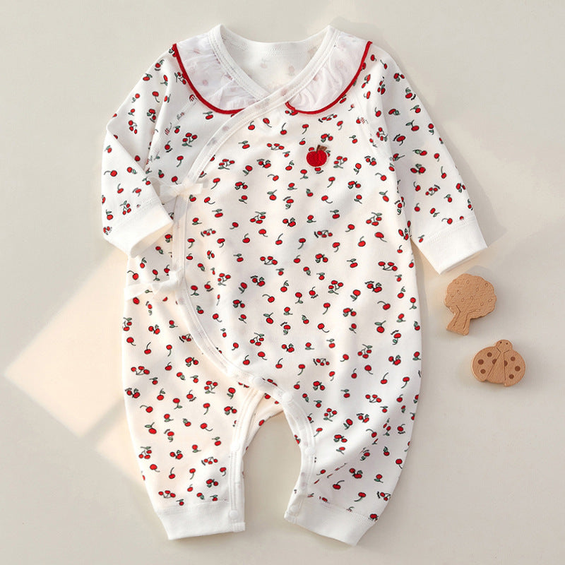 100% Cotton Autumn Newborn Baby Bodysuit -Apple Red