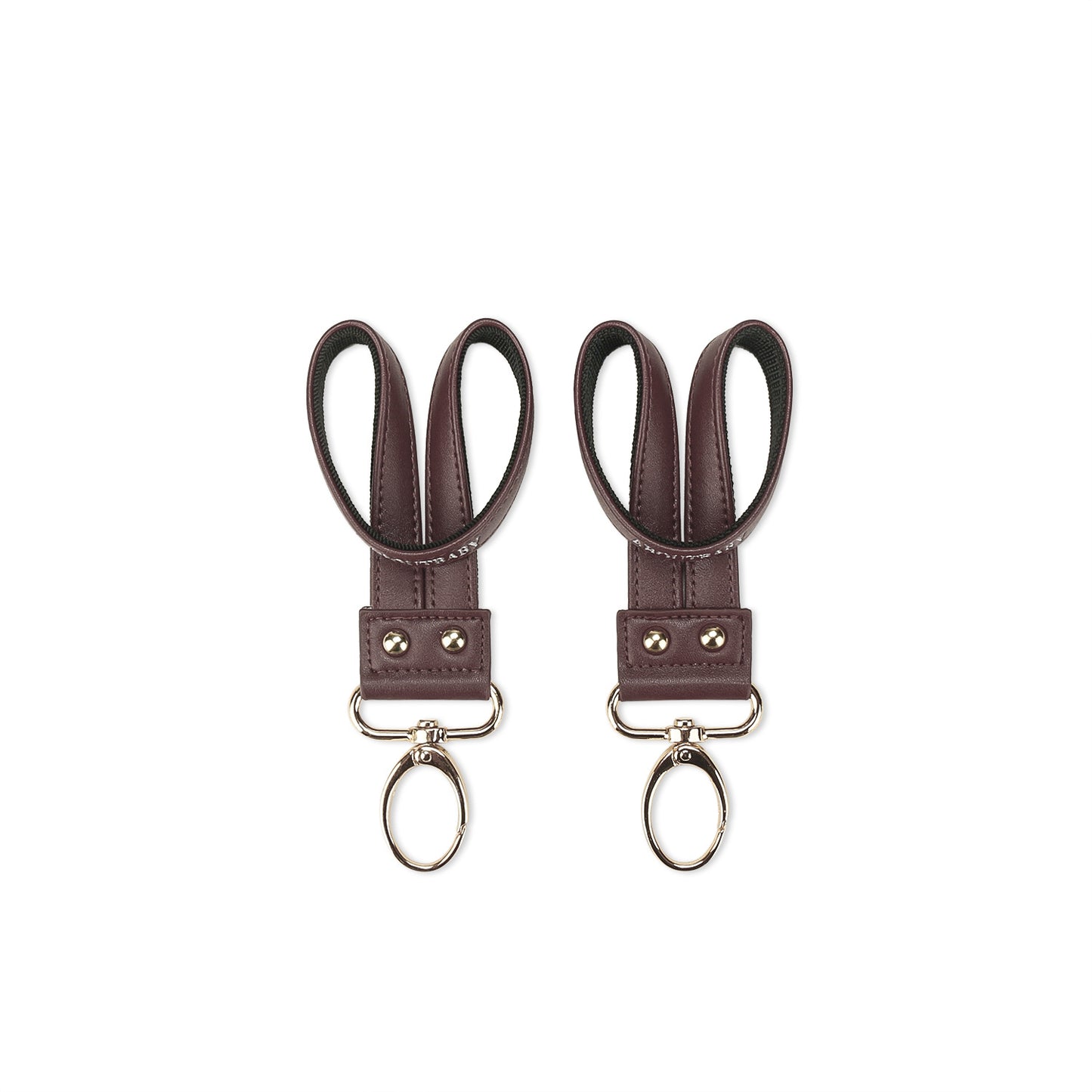 360° Rotating Stroller Hooks – Premium Vegan Leather Clips for Bags & Caddies, Heavy Duty Metal Snaps (Pair, Water Resistant)