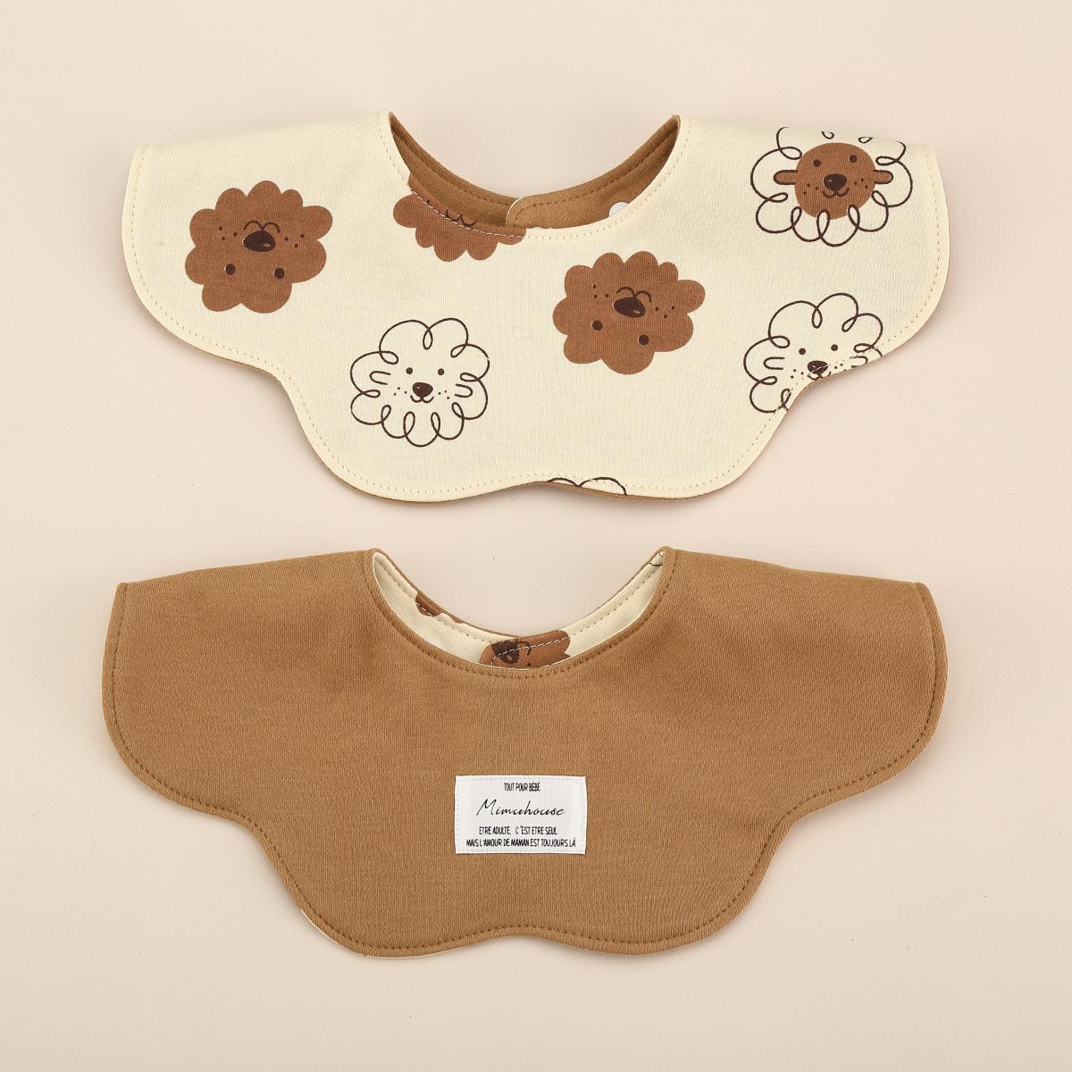 Brown Petal Style Drool Bibs - 100% Cotton Teething Bib with Snap Closure