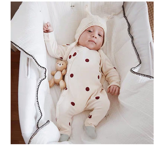 Baby Cotton Footed Romper - Long Sleeve Bodysuit with Built-in Feet