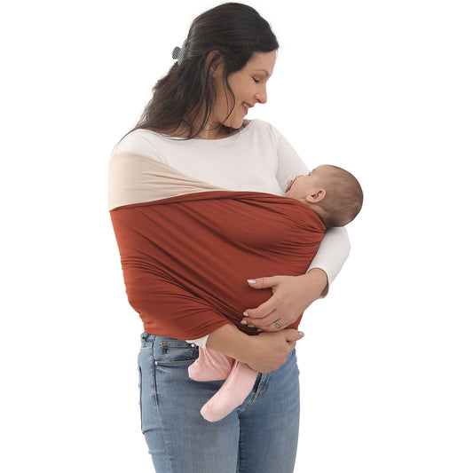 Baby Wrap Carrier, Lightweight Baby Wearing Wraps for Newborn and Infant, Soft Swaddle Holder Carrier, Cozy Baby Sling 7-35 lbs Cream+Pink