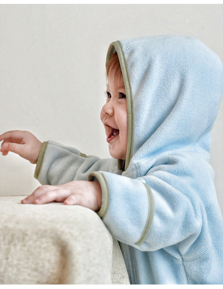Baby Fleece Jumpsuit - Double-Sided Plush Romper for Infant Winter Wear