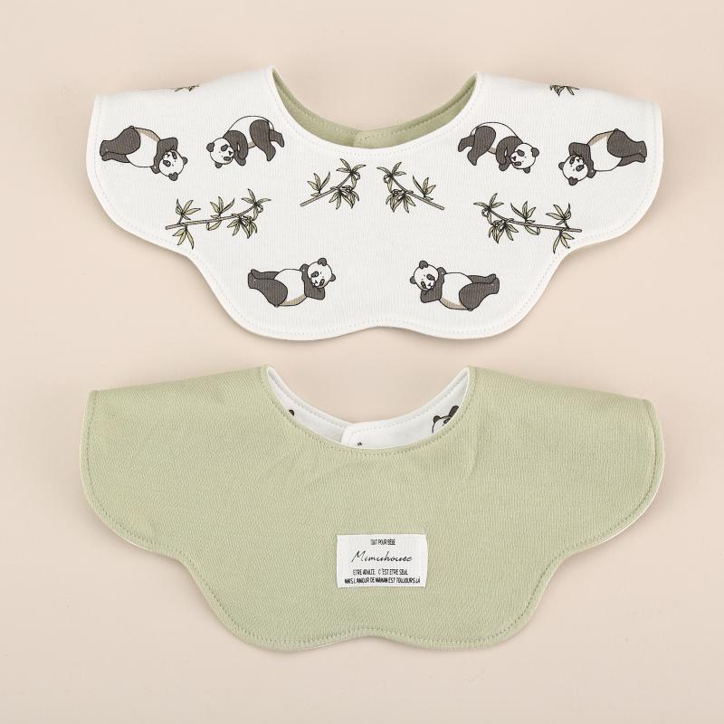 Green Petal Style Drool Bibs - 100% Cotton Teething Bib with Snap Closure
