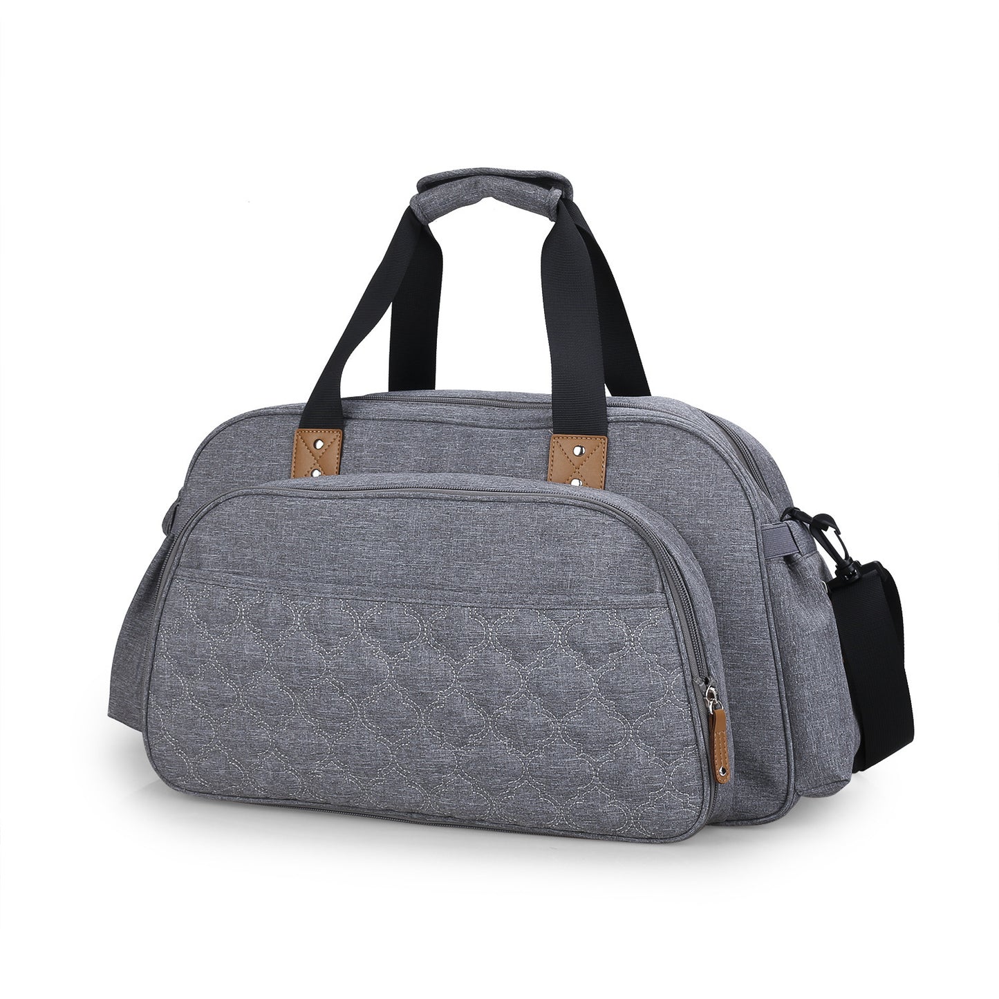 Quilted Diaper Bag Tote with Baby Bed– Foldable Portable Mommy Bag with Changing Pad