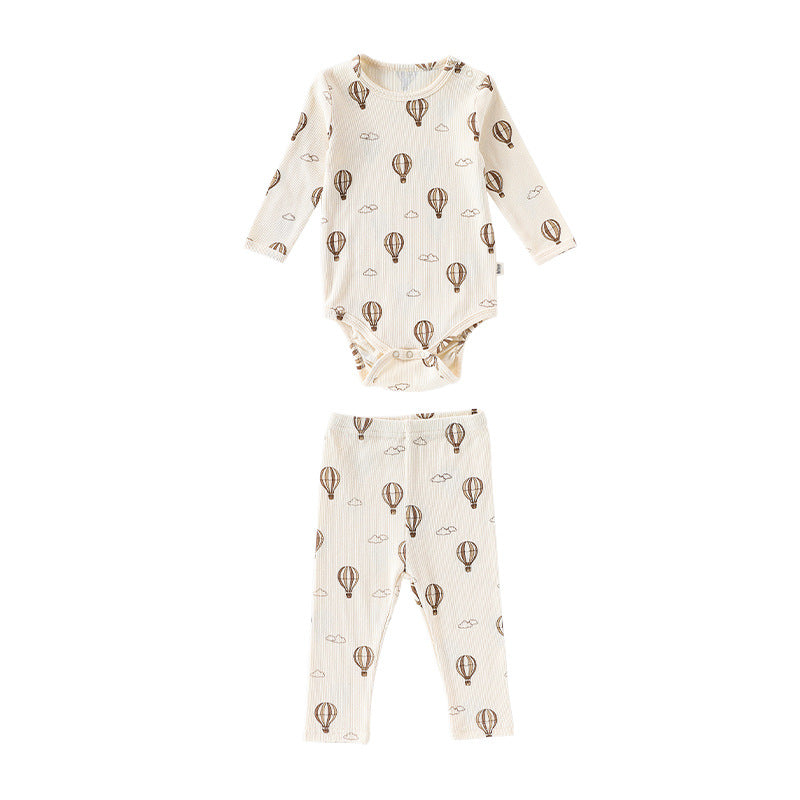 Baby Long Sleeve Bodysuit & Pants Set - Cotton 2-Piece Outfit
