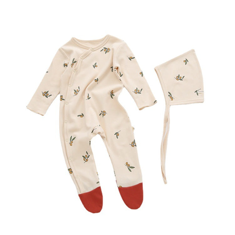 Baby Cotton Footed Romper - Long Sleeve Bodysuit with Built-in Feet