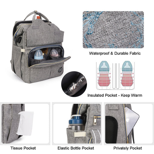 3-in-1 Convertible Baby Travel Bag – Portable Bassinet, Diaper Bag & Changing Station with Mosquito Net, Foldable Baby Bed for Outdoor, Travel & Daily Use
