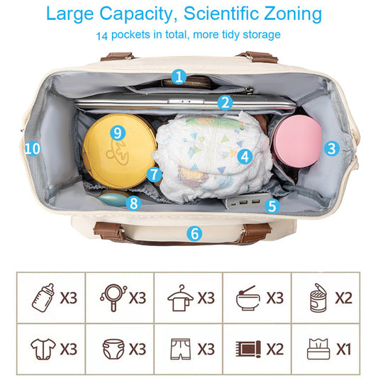 4-in-1 Convertible Diaper Backpack - 16" Multipurpose Travel Bag with Luggage Sleeve