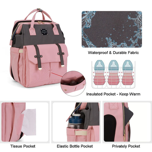 2025 New Portable Mommy Backpack with Changing Station ,Folding Lightweight Multi-functional Waterproof Diaper Backpack