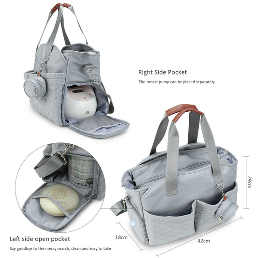 Breast Pump Bag with Pacifier Case – Large Capacity Mommy Bag, Insulated Bottle Pockets & Waterproof Design