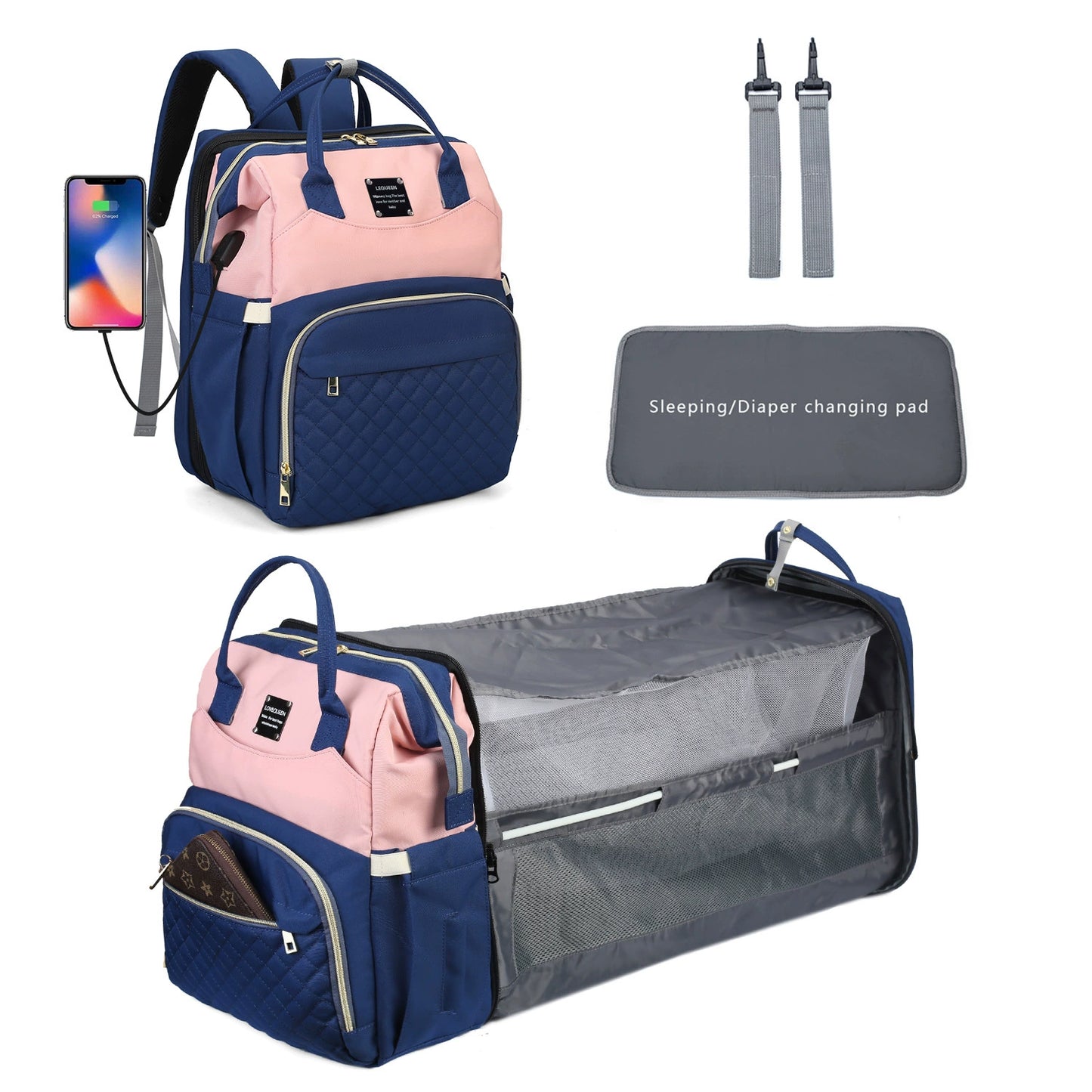 2025 New Multi-Functional Foldable Maternity Bag - Large Capacity Baby Bed with Mosquito Net and Sunshade for Moms