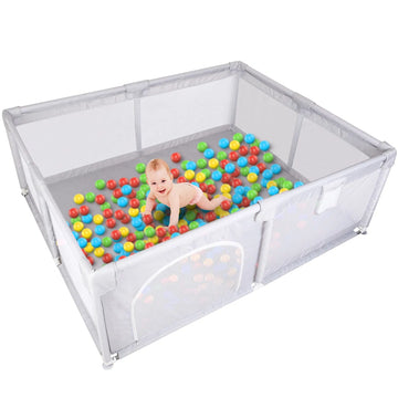 Baby Playpen 71x59x26in Infant Play Game ChildFence Play Yards Breathable Kids Activity Center with Anti-Slip Suction Base Zipper Door for Infants Toddlers