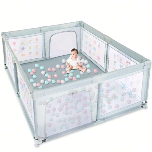 Baby Playpen Play Pens For Babies And Toddlers Safety Play Yard, Indoor/Outdoor, Breathable Mesh, Anti-Fall,