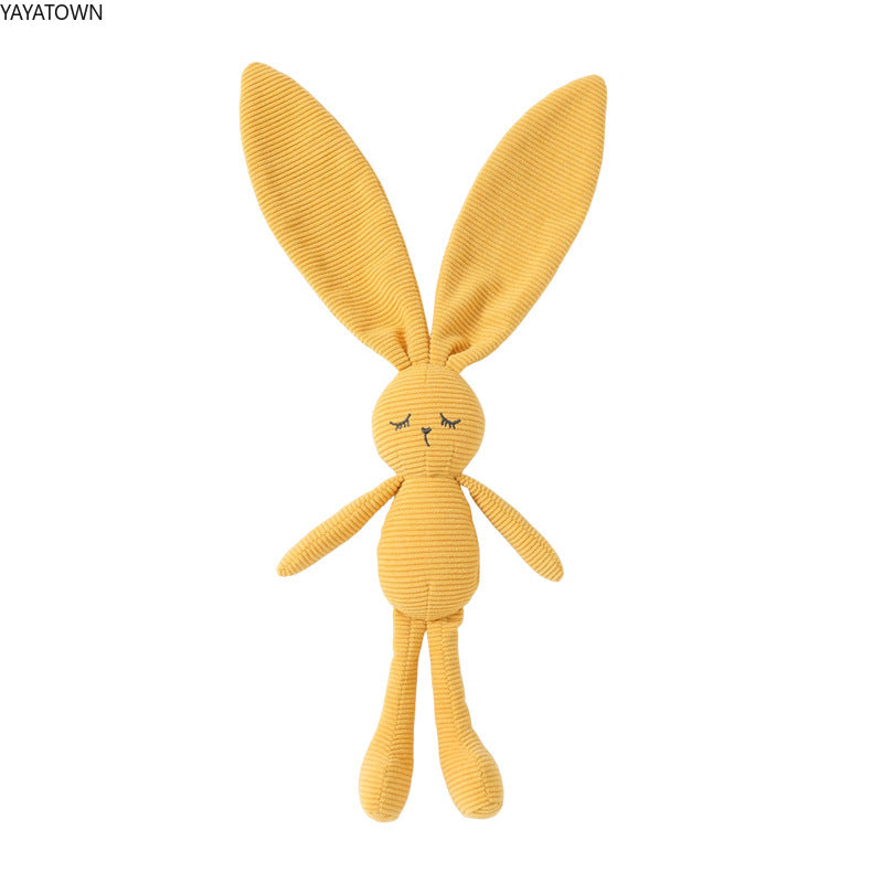 Soft Corduroy Baby Security Blanket Toy - Long Ear Bunny Lovey for Newborn
