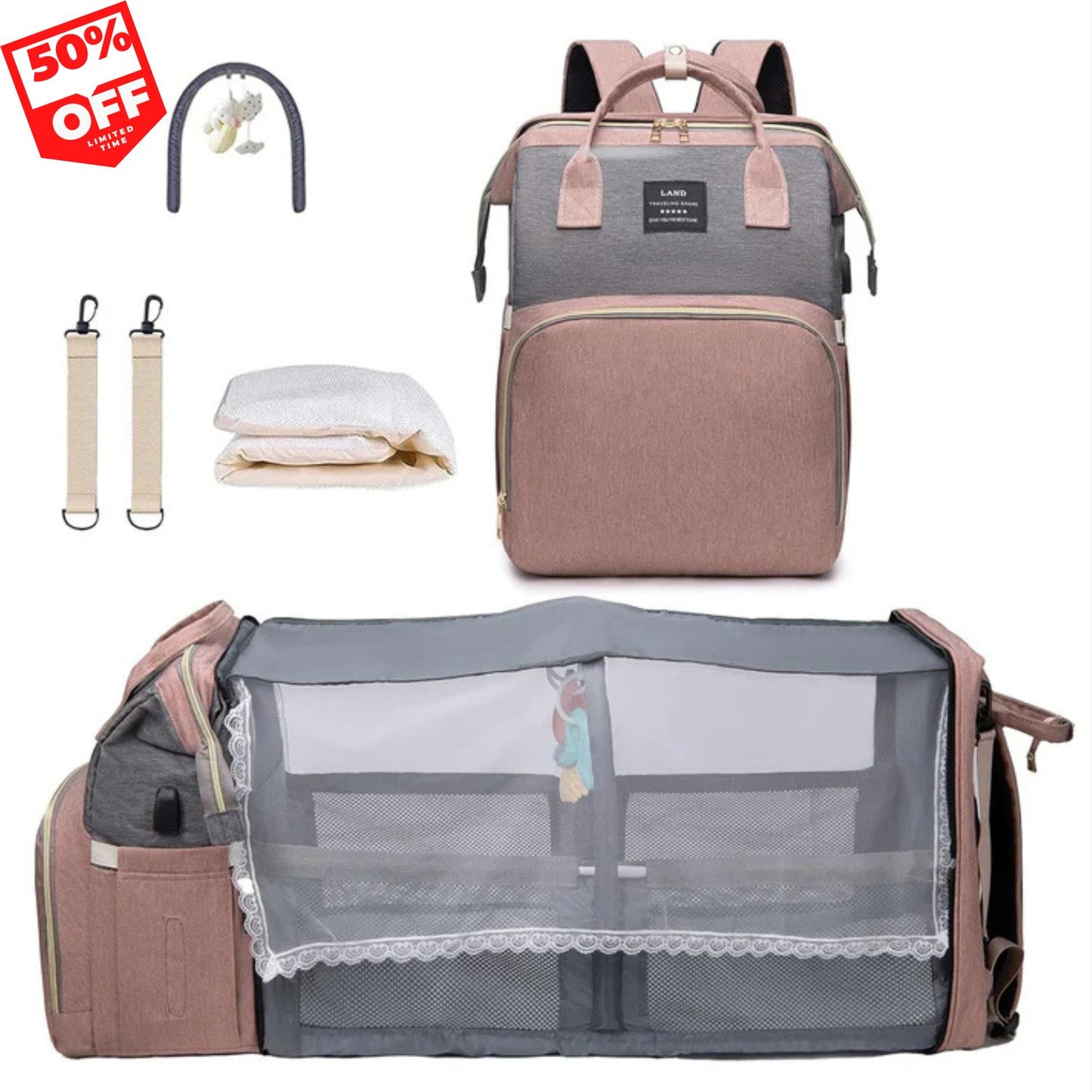 3 in 1 Diaper Bag Backpack with Changing Station