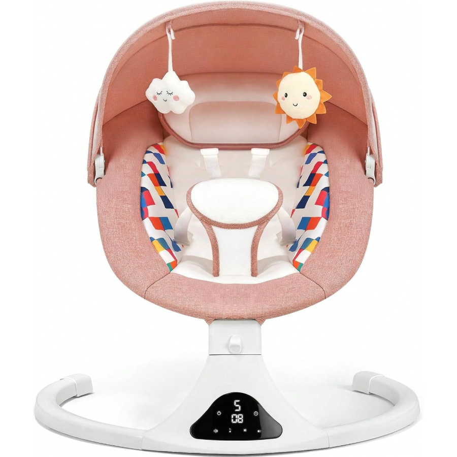 Baby Swings For Infants, Pink Infant Swing With Bluetooth & Remote Control, Portable Baby Swing For Indoor And Outdoor