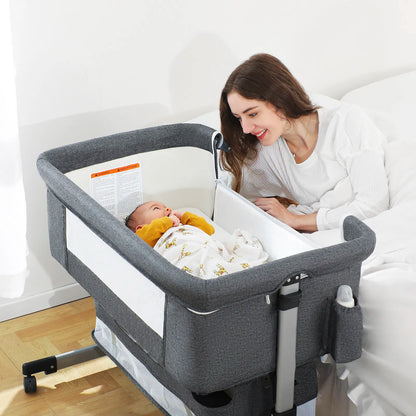 Bedside Sleeper Bedside Crib, Baby Bassinet 3 in 1 Travel Baby Crib Baby Bed with Breathable Net, Adjustable Portable Bed for Infant/Baby