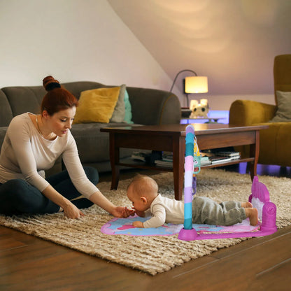 2-in-1 Baby Gym Play Mat, Musical Tummy Time Activity Center for Newborns 0-12 Months