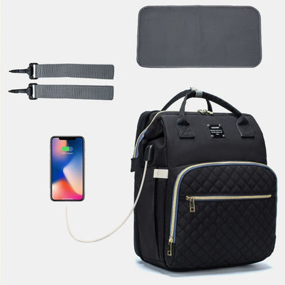New Portable Foldable Baby Crib Diaper Bag - Multifunctional Maternity Backpack with Sunshade for Moms