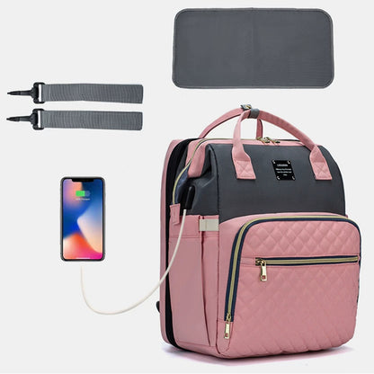 New Portable Foldable Baby Crib Diaper Bag - Multifunctional Maternity Backpack with Sunshade for Moms