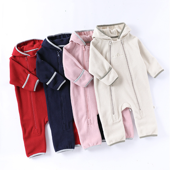 Baby Fleece Jumpsuit - Double-Sided Plush Romper for Infant Winter Wear