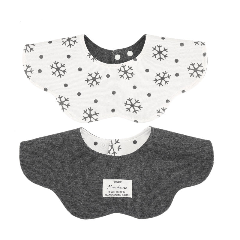 Black Petal Style Drool Bibs - 100% Cotton Teething Bib with Snap Closure