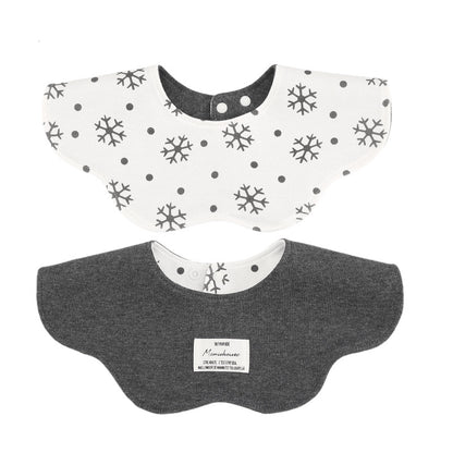Black Petal Style Drool Bibs - 100% Cotton Teething Bib with Snap Closure