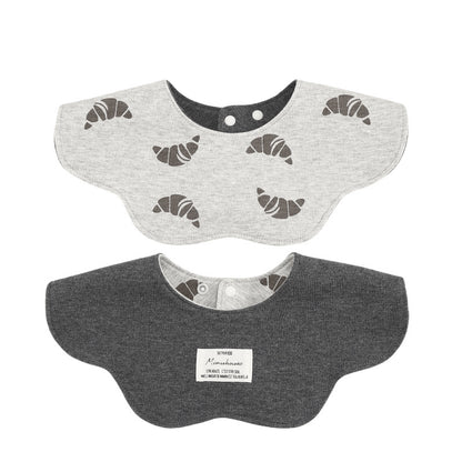 Black Petal Style Drool Bibs - 100% Cotton Teething Bib with Snap Closure