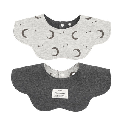 Black Petal Style Drool Bibs - 100% Cotton Teething Bib with Snap Closure