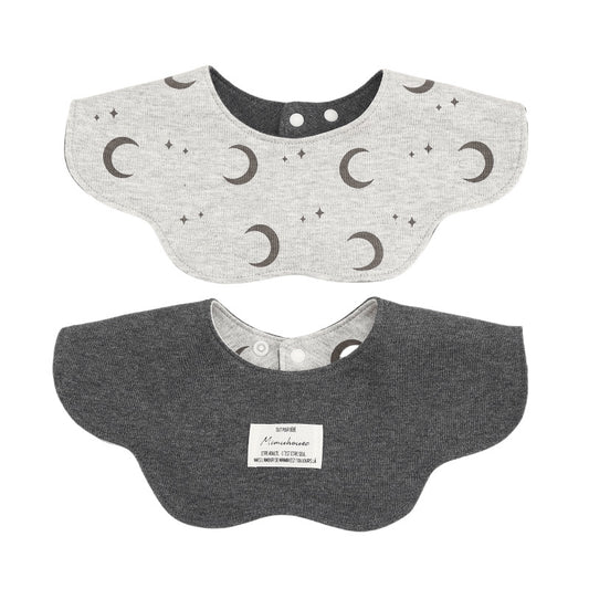 Black Petal Style Drool Bibs - 100% Cotton Teething Bib with Snap Closure