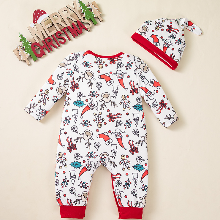 Christmas Baby 2-Piece Set - Printed Romper & Hat Outfit