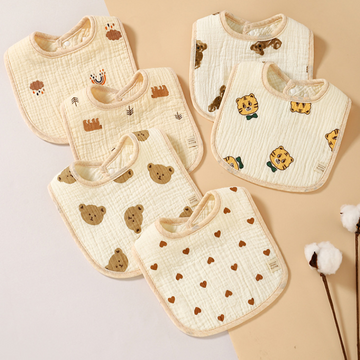 Cotton Baby Drool Bibs 5-Pack - 8"x11" Soft Gauze Drool Bibs for Newborn