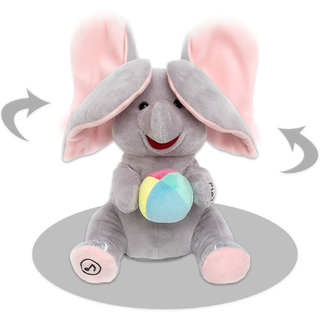 Interactive Singing Plush Elephant Toy - Musical  Elephant with Flapping Ears for Babies & Toddlers