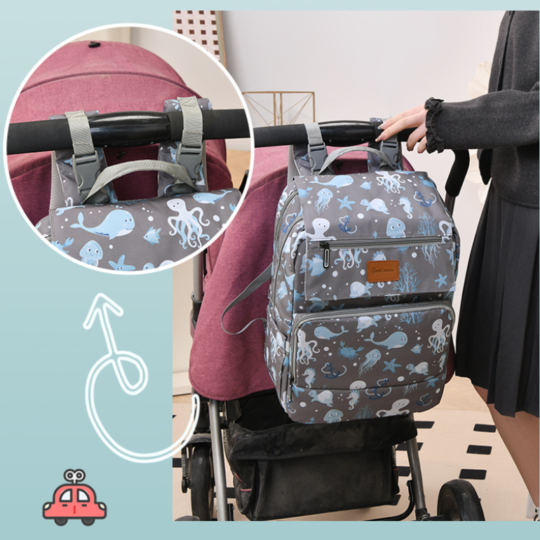 Sac à dos à langer avec table à langer intégrée, grande capacité, imperméable