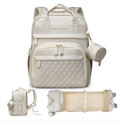 Leather Diaper Bags with Changing Station，Baby Bag，Large Capacity Diaper Bag Backpack