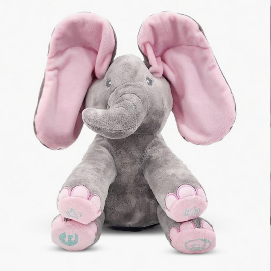 Peek-A-Boo Elephant Plush Toy for Babies & Toddlers, Interactive Singing Stuffed Animal with Moving Ears, Musical Baby Gift